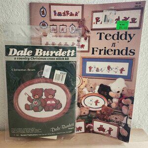 Vintage Dale Burdett Cross Stitch Bundle Christmas Bears CCK131 Teddy n Friends
